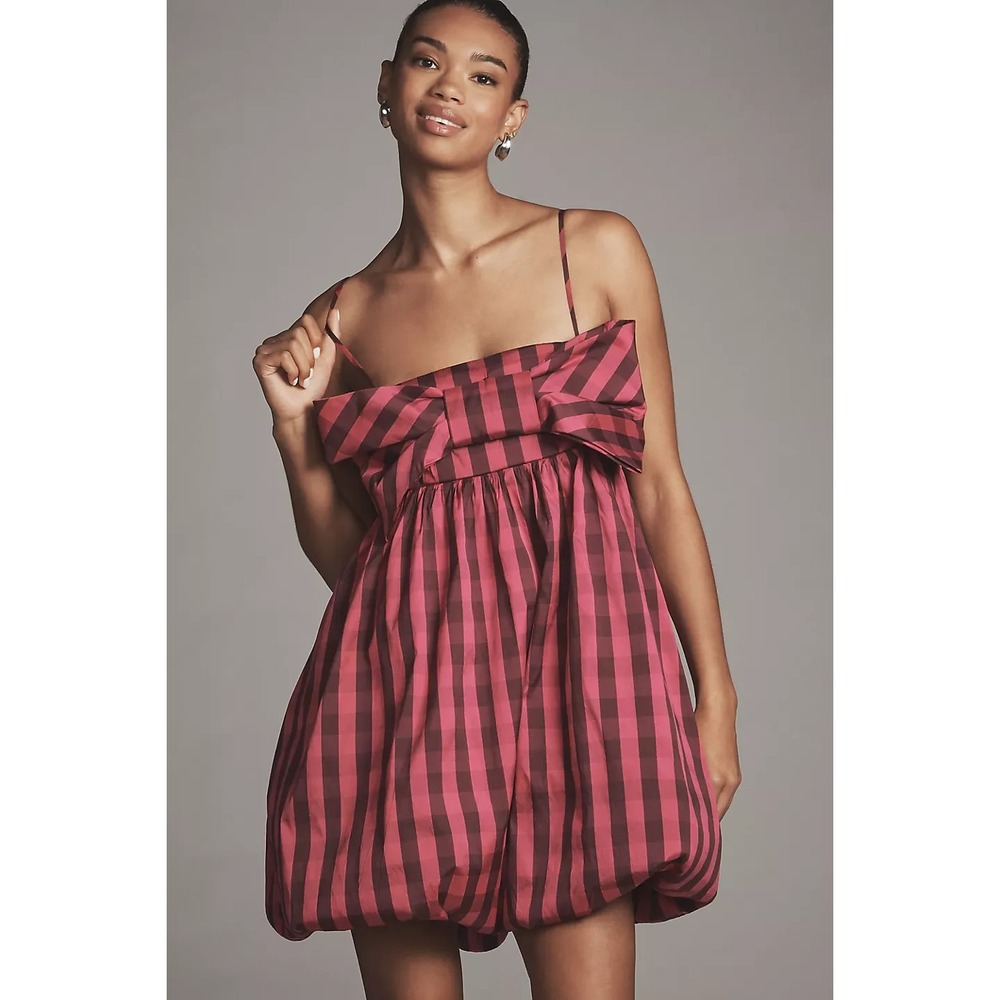 Anthropologie Maeve Bow Bubble Fit & Flare Mini Dress Size S Petite NWT